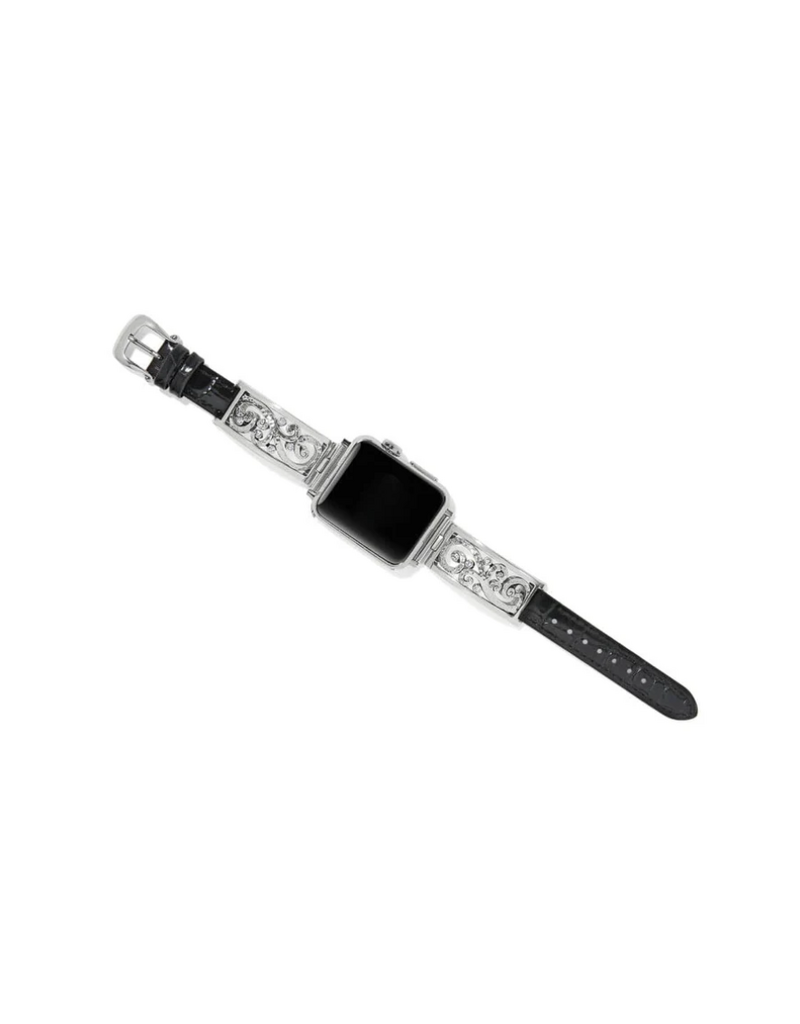 BRIGHTON Irvine Watch Black Leather Silver  Band
