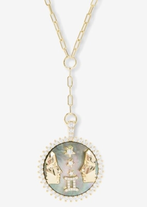 MELINDA MARIA Zodiac Medallion Necklace Gemini