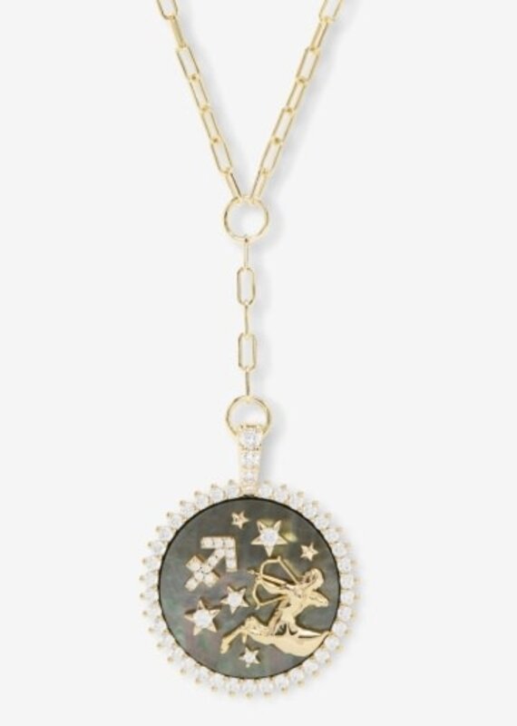 MELINDA MARIA Zodiac Medallion Necklace Sagittarius