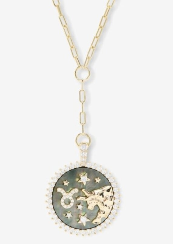 MELINDA MARIA Zodiac Medallion Necklace Taurus