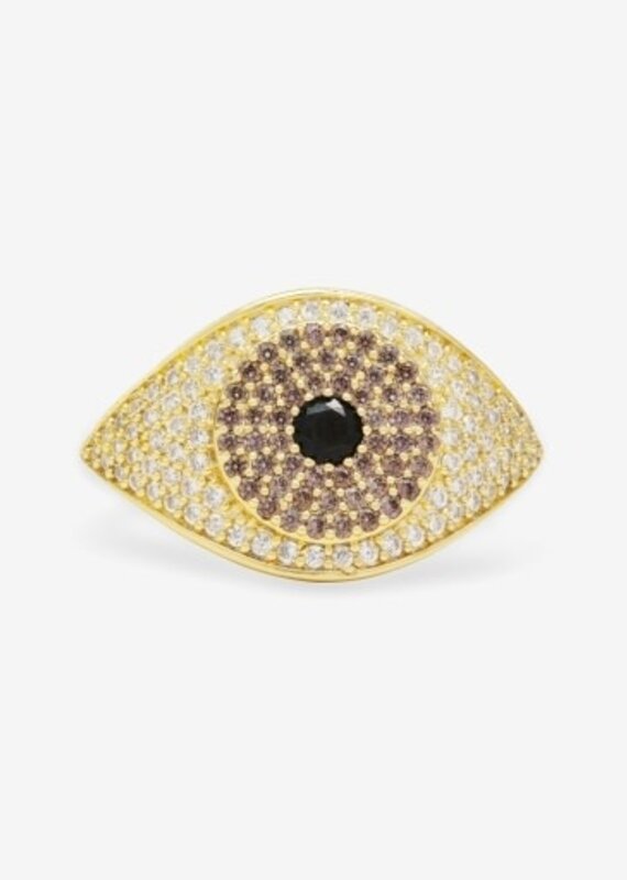 MELINDA MARIA Black Evil Eye Ring