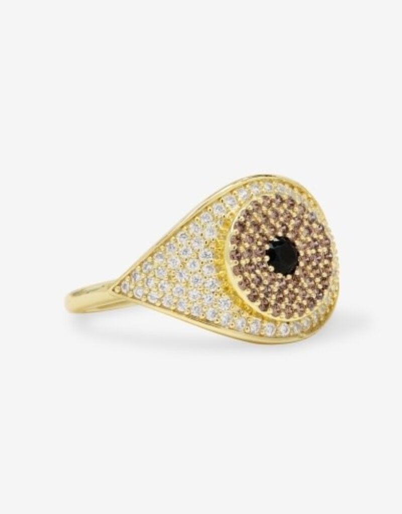 MELINDA MARIA Black Evil Eye Ring