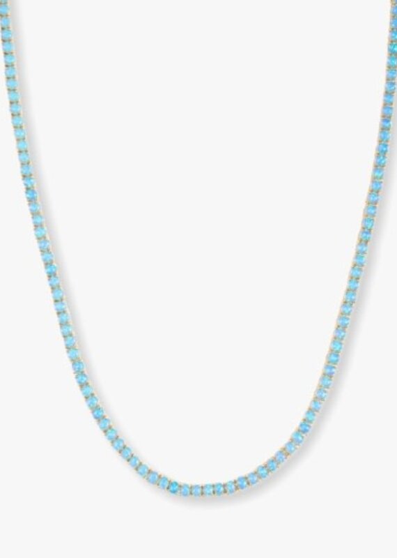 MELINDA MARIA Grand Heiress Blue Opal Tennis Necklace