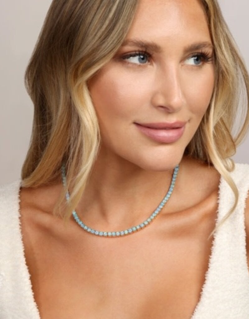 MELINDA MARIA Grand Heiress Blue Opal Tennis Necklace