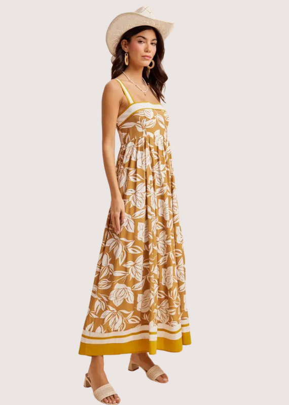 IN LOOM Contrast Piped Resort Maxi Dress Golden Hour