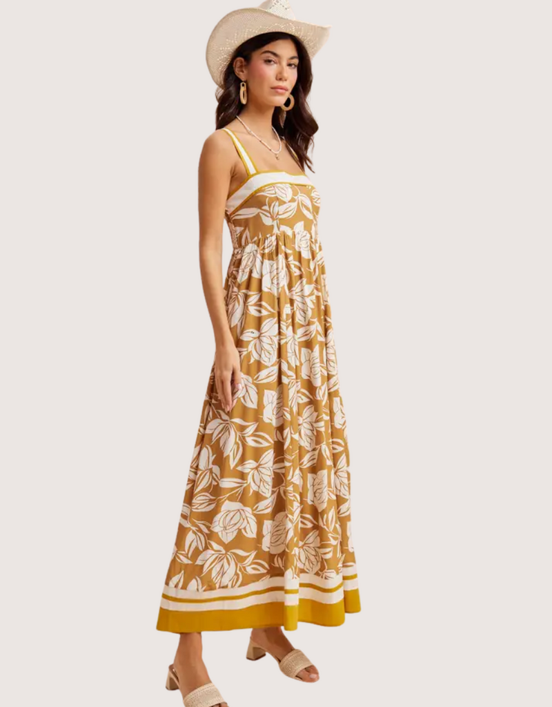 IN LOOM Contrast Piped Resort Maxi Dress Golden Hour
