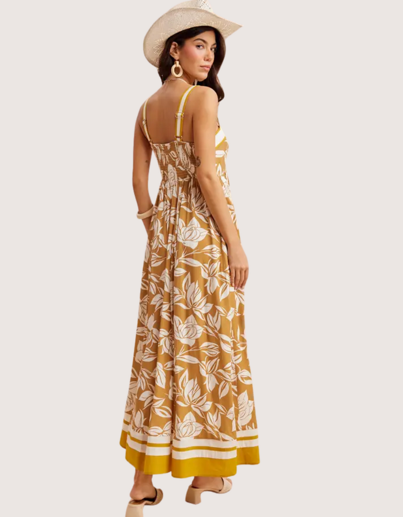 IN LOOM Contrast Piped Resort Maxi Dress Golden Hour