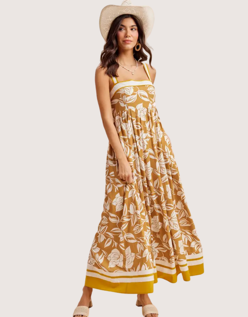 IN LOOM Contrast Piped Resort Maxi Dress Golden Hour
