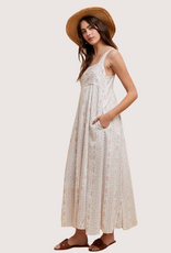 IN LOOM Cotton Floral Square Neck Maxi Pearl Grey