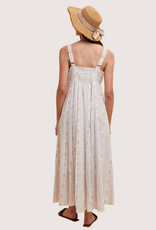 IN LOOM Cotton Floral Square Neck Maxi Pearl Grey