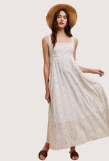 IN LOOM Cotton Floral Square Neck Maxi Pearl Grey