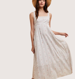 IN LOOM Cotton Floral Square Neck Maxi Pearl Grey