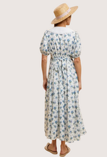 IN LOOM Doll Collar Button Down Floral Dress French Blue