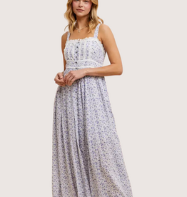IN LOOM Floral Button Down Sleeveless Maxi Dress French Blue