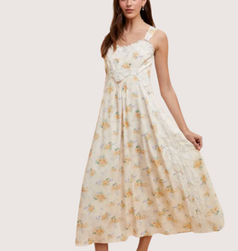IN LOOM Floral Lace Overlay Maxi Dress Lemon Water