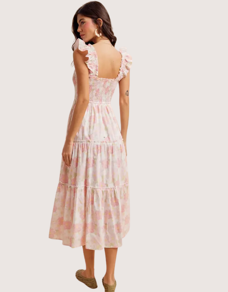 IN LOOM Smocked Cotton Maxi Dress Soft Peony