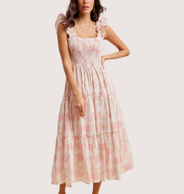IN LOOM Smocked Cotton Maxi Dress Soft Peony