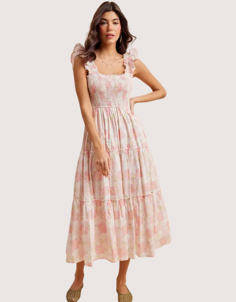IN LOOM Smocked Cotton Maxi Dress Soft Peony