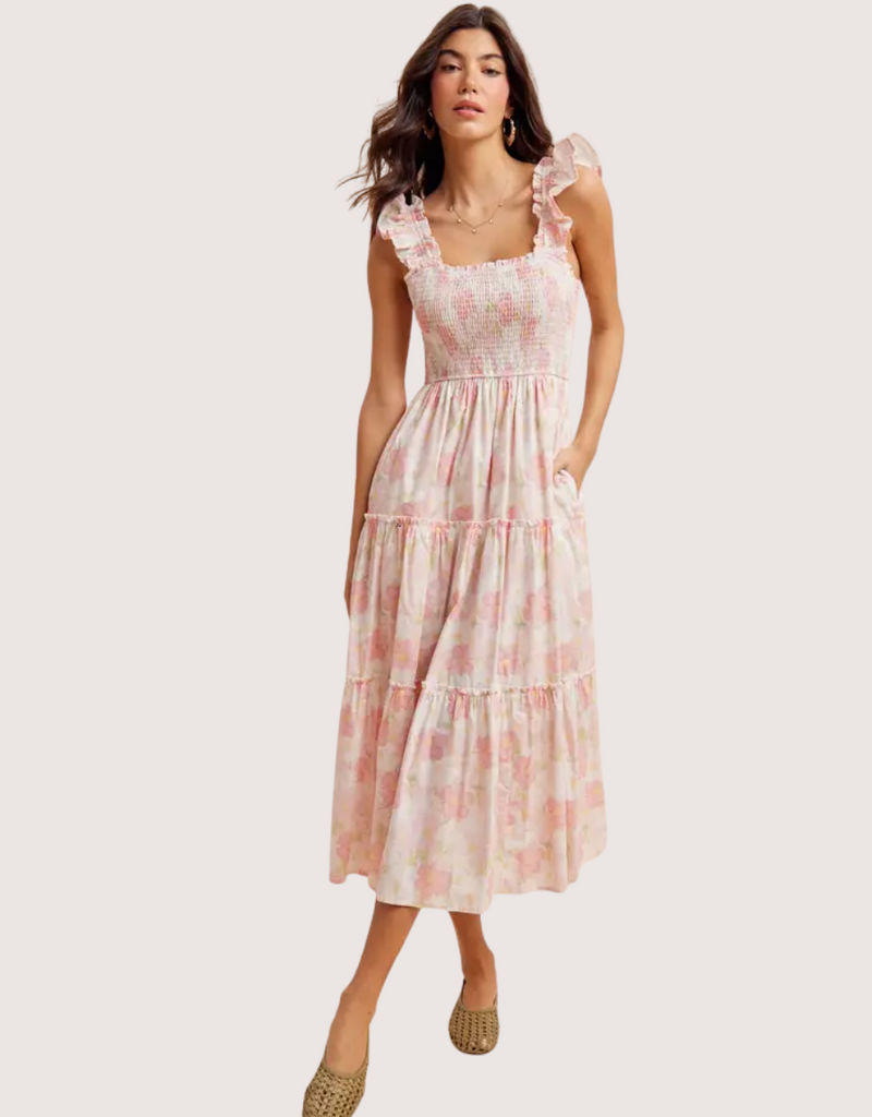 IN LOOM Smocked Cotton Maxi Dress Soft Peony