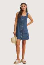IN FEBRUARY Picnic Day Mineral-Washed Denim Heart Fit & Flare Mini Dress