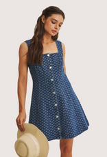 IN FEBRUARY Picnic Day Mineral-Washed Denim Heart Fit & Flare Mini Dress