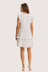 IN FEBRUARY Perfectly Sweet Airy Double Gauze Floral Flare Mini Dress Blue