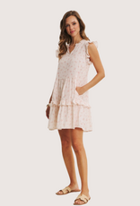 IN FEBRUARY Perfectly Sweet Airy Double Gauze Floral Flare Mini Dress Pink
