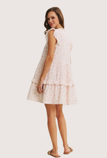 IN FEBRUARY Perfectly Sweet Airy Double Gauze Floral Flare Mini Dress Pink