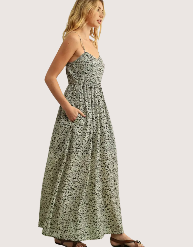 MIOU MUSE Floral Print Maxi Dress Black Multi