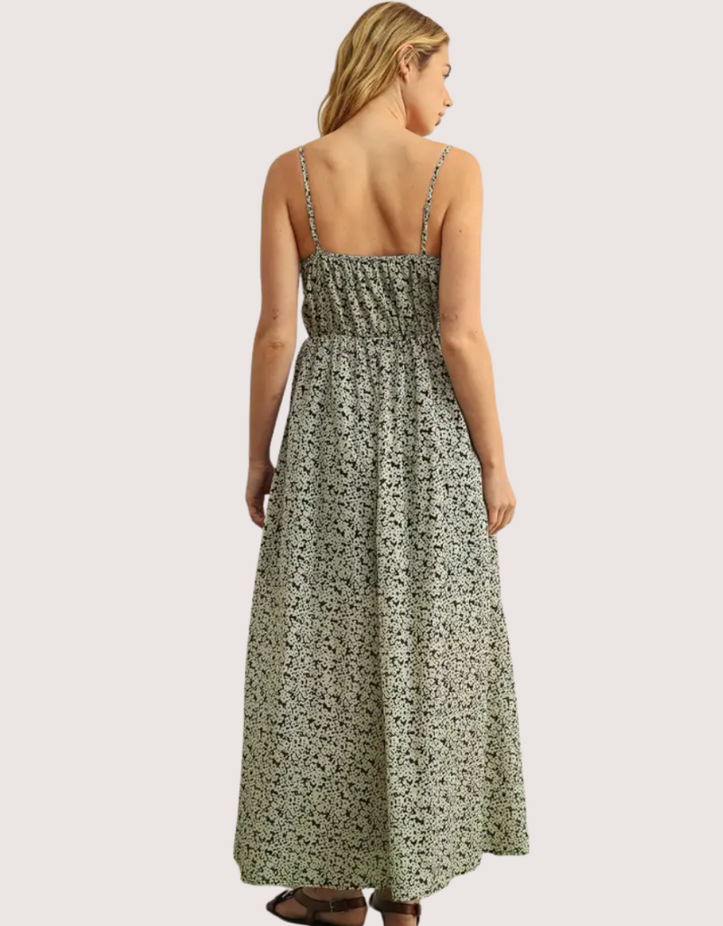 MIOU MUSE Floral Print Maxi Dress Black Multi