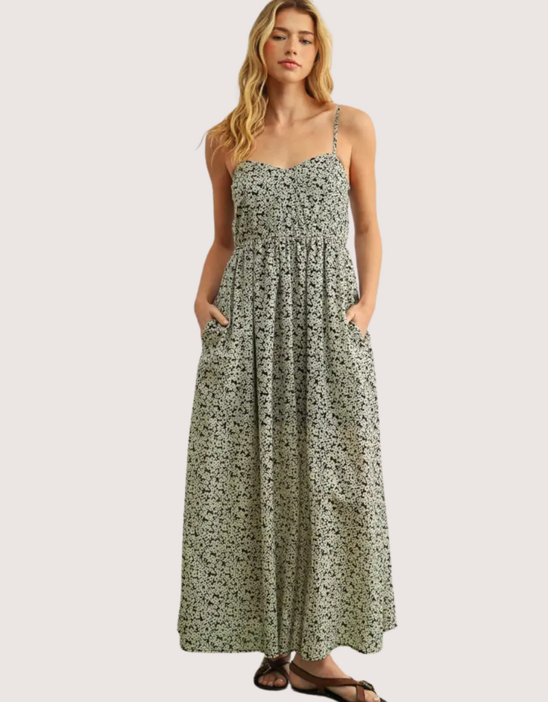 MIOU MUSE Floral Print Maxi Dress Black Multi