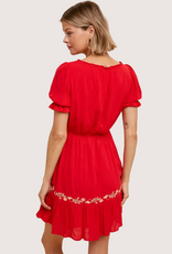IN LOOM Floral Embroidery Peasant Dress Chili