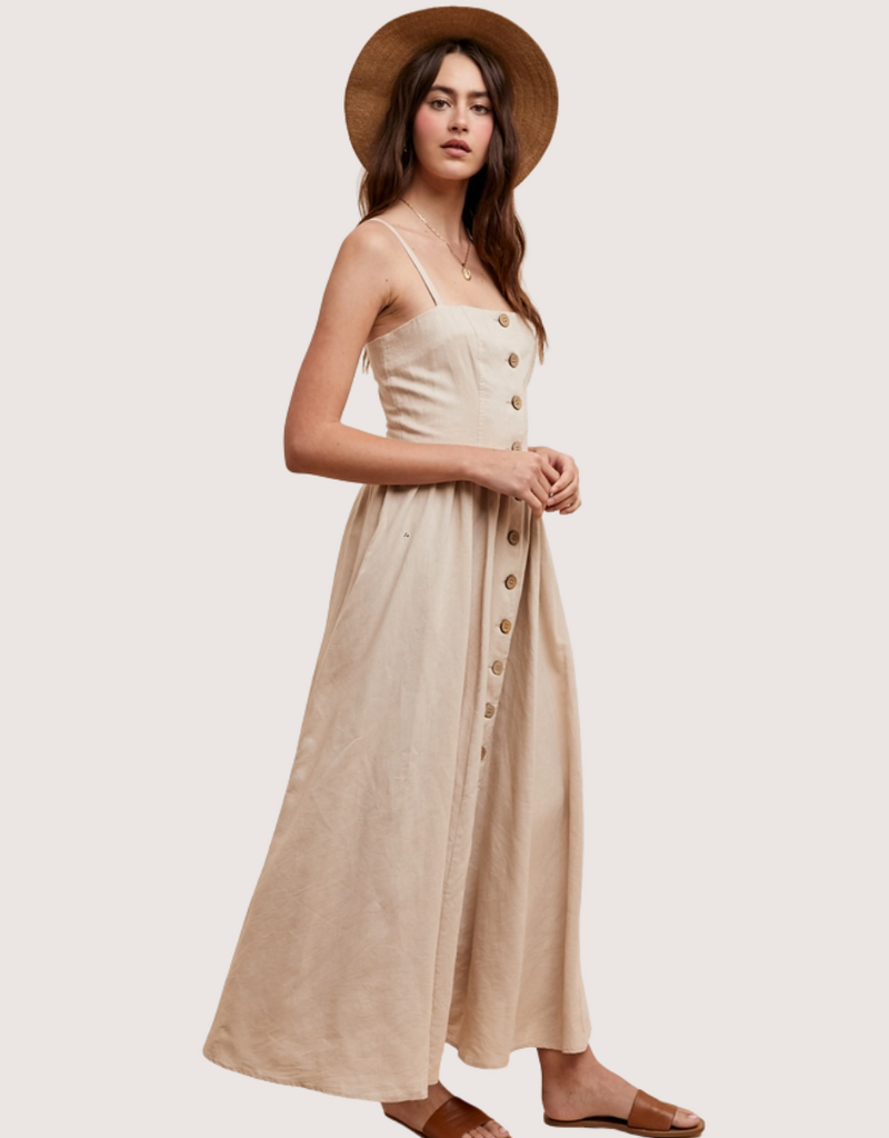 IN LOOM Linen Blend Button Dress Natural