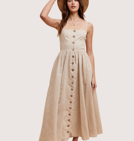 IN LOOM Linen Blend Button Dress Natural