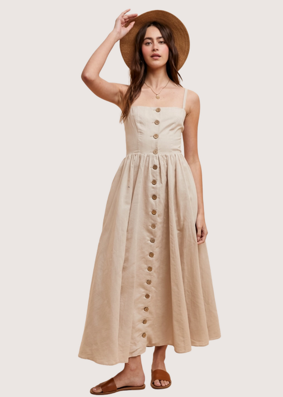 IN LOOM Linen Blend Button Dress Natural