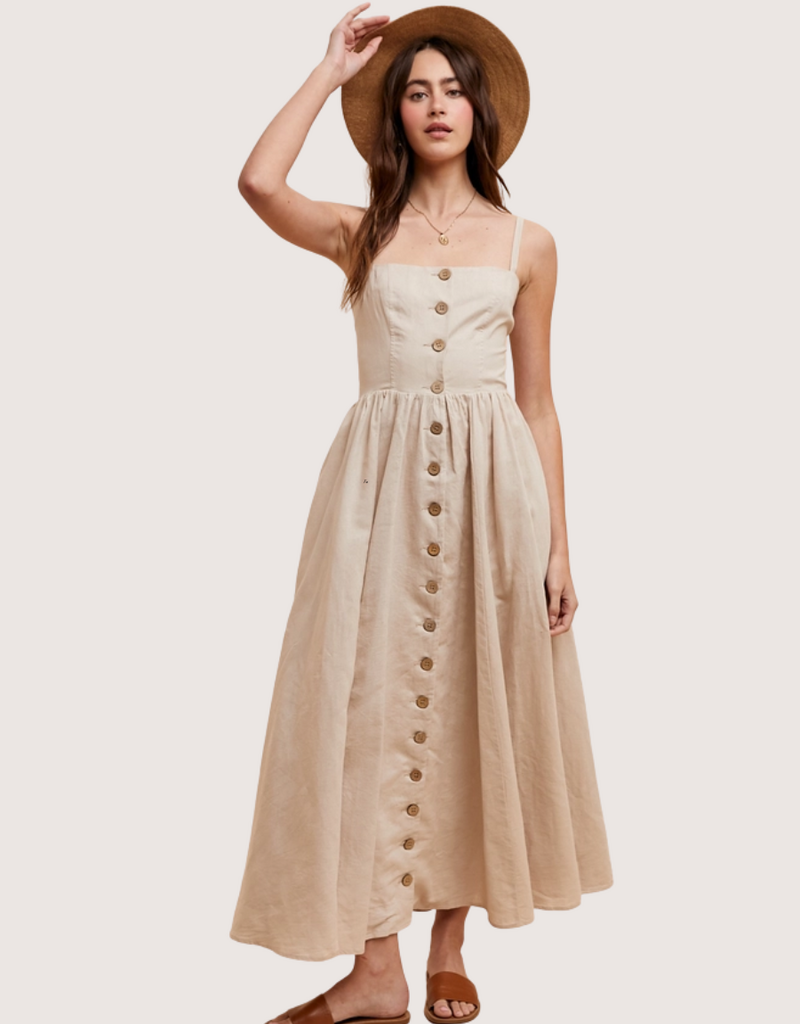 IN LOOM Linen Blend Button Dress Natural