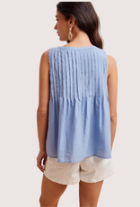 IN LOOM Pintuck Cotton Blouse Blue Aura