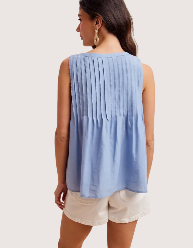 IN LOOM Pintuck Cotton Blouse Blue Aura
