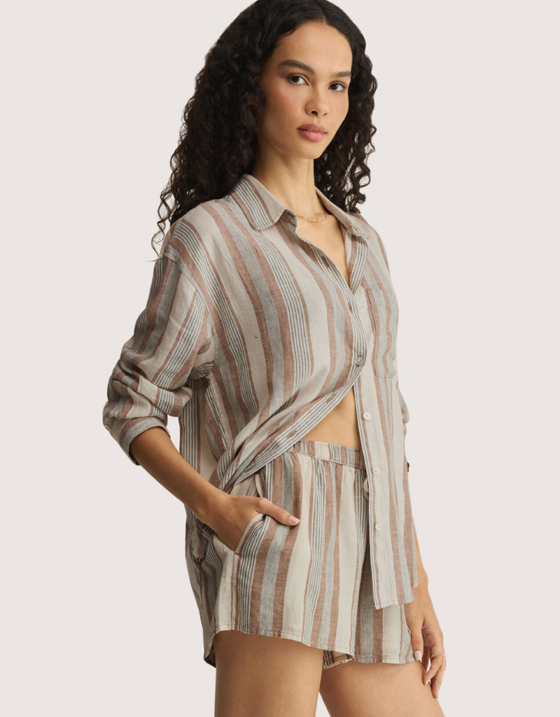 Z SUPPLY The Perfect Striped Button Up Island Coconut