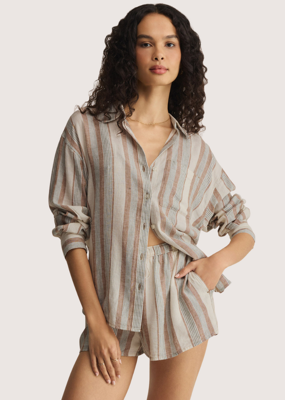 Z SUPPLY The Perfect Striped Button Up Island Coconut