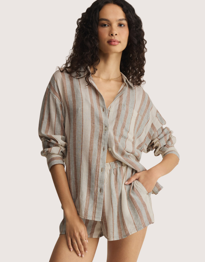 Z SUPPLY The Perfect Striped Button Up Island Coconut