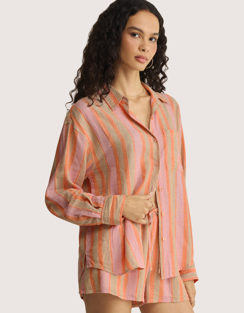 Z SUPPLY The Perfect Striped Button Up Tiger Lily