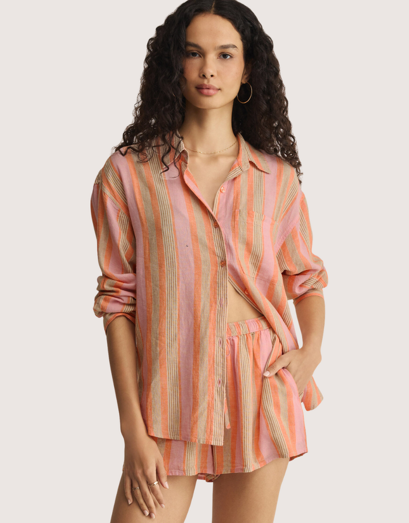 Z SUPPLY The Perfect Striped Button Up Tiger Lily