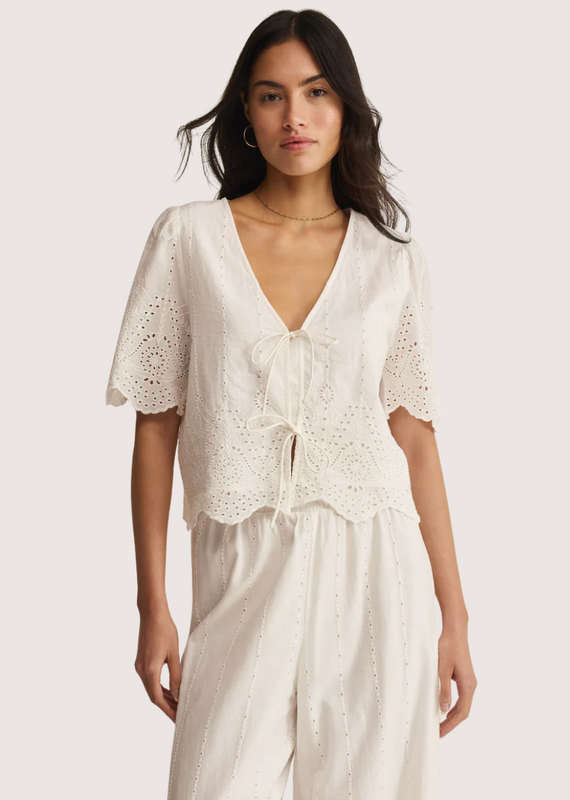 Z SUPPLY Oceanside Embroidered Top White