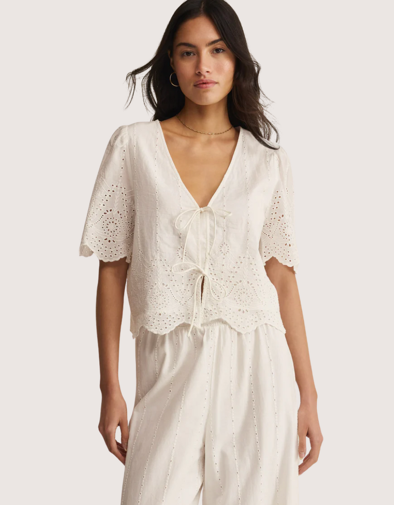 Z SUPPLY Oceanside Embroidered Top White