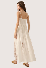 PROMESA Crochet Lace and Crepe Paneled Maxi Dress Off White