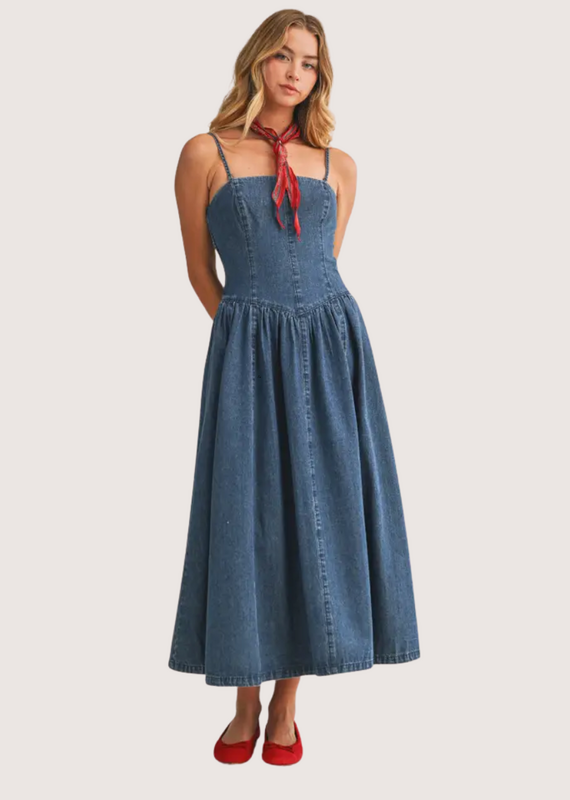 MUSTARD SEED Detachable Strap Denim Dress