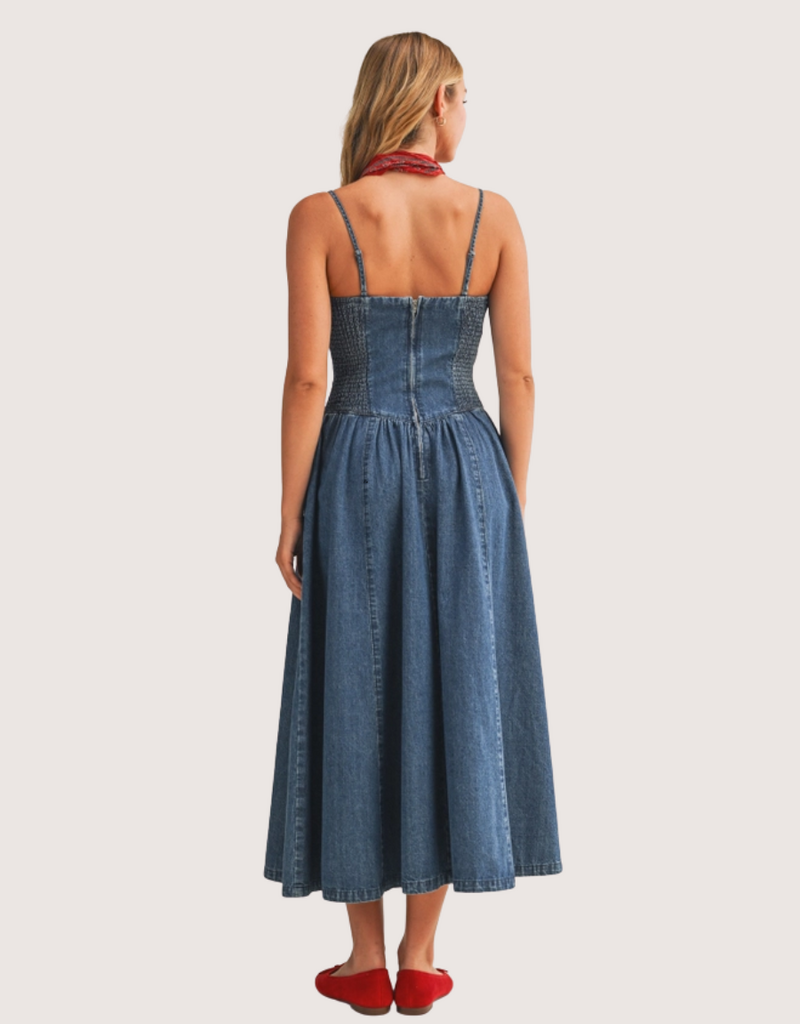 MUSTARD SEED Detachable Strap Denim Dress