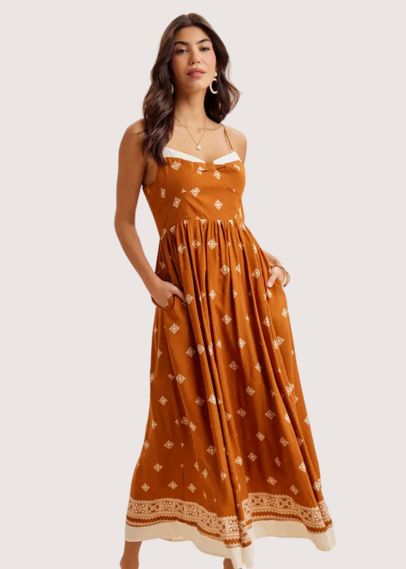IN LOOM Border Print Maxi Resort Dress