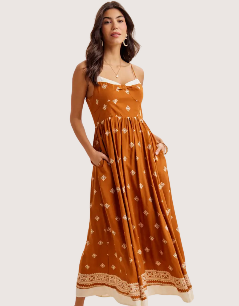 IN LOOM Border Print Maxi Resort Dress